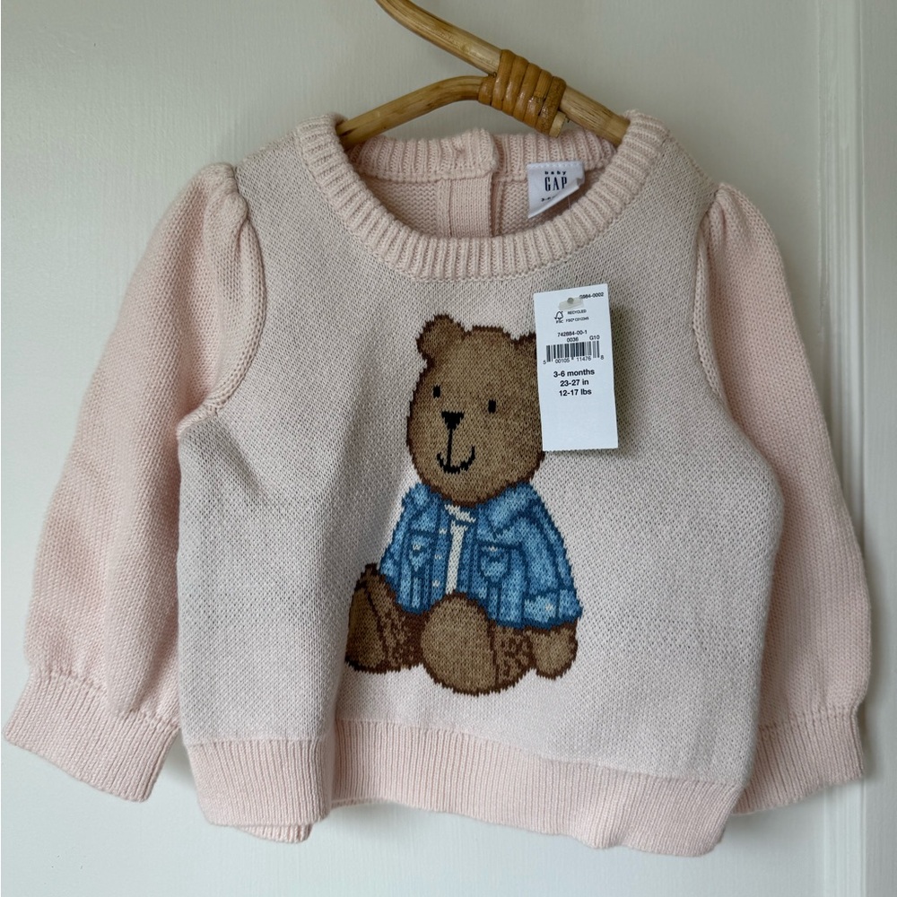Baby GAP Pink and Cream Bear Sweater